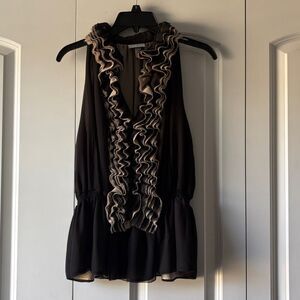 Robert Rodriguez Black and White Ruffled Blouse Size Medium